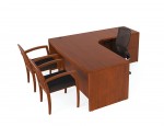 Bow Front L Shaped Desk with Drawers