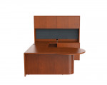 U Shaped Peninsula Desk with Hutch and Drawers