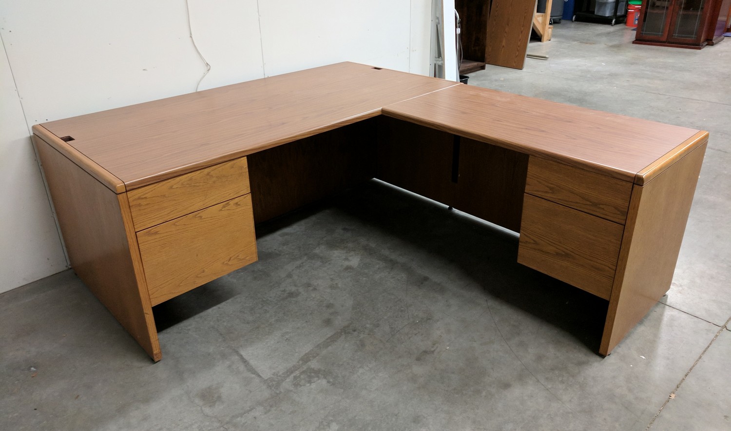 Kimball Oak Laminate LShaped Desk Madison Liquidators