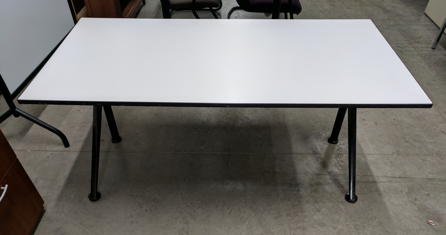 White Laminate Table with Folding Legs – 60x30 | Madison Liquidators