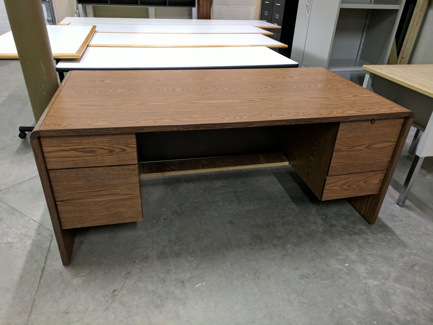 Walnut Laminate Desk with Drawers Madison Liquidators