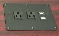 Black USB and Electrical Power Outlet Module