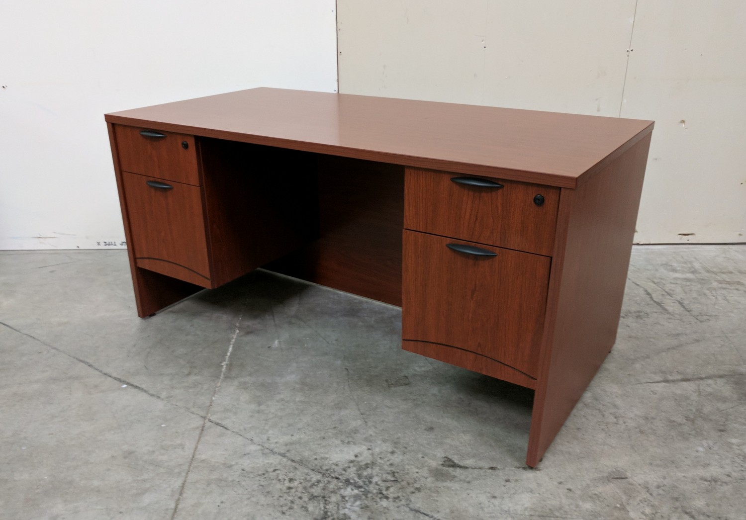 National Cherry Laminate Desk with Drawers Madison Liquidators