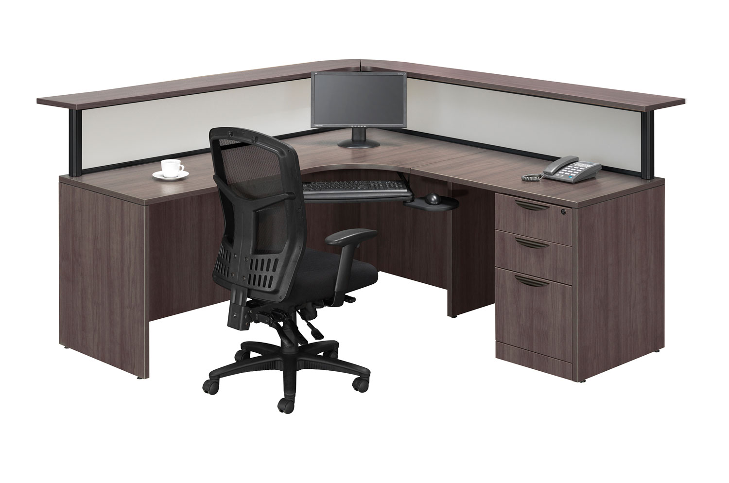 Gray L Shaped Reception Desk | Madison Liquidators