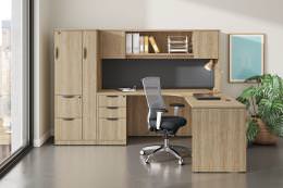 L Shaped Desk with Storage and Hutch - PL Laminate