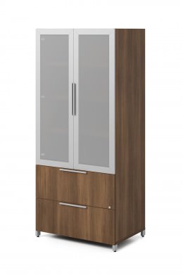 Vertical Storage Cabinet with Lateral File Drawers - Quad