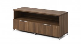Lateral File Credenza with Open Storage - Quad