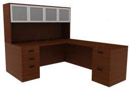 L Desk with Hutch - Amber