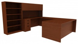 Desk with Bookcase - Amber