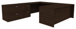 U Shaped Desk with Drawers - Amber