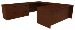 U Shaped Desk with Drawers - Amber