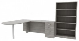 L Shaped Peninsula Desk with Storage - Amber
