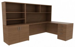 L Desk with Shelves - Amber