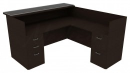 L Shaped Reception Desk with Counter - Amber