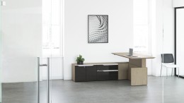 L Shaped Sit Stand Desk with Storage - Nex