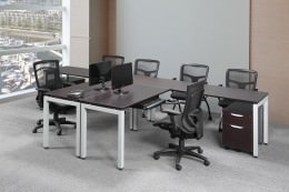 2 Person Conference T Shape Desk with Mobile Storage Drawers
