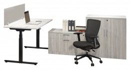 Height Adjustable Desk with Storage - PL Laminate