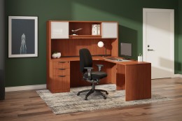 home office desk with hutch