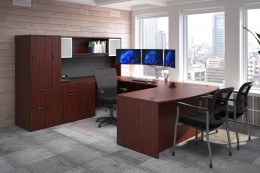 Bow Front U Shaped Desk with Storage - PL Laminate