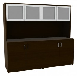 Credenza Storage Cabinet with Hutch - Amber
