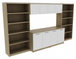 Storage Credenza with Bookcases and Hutch - Potenza