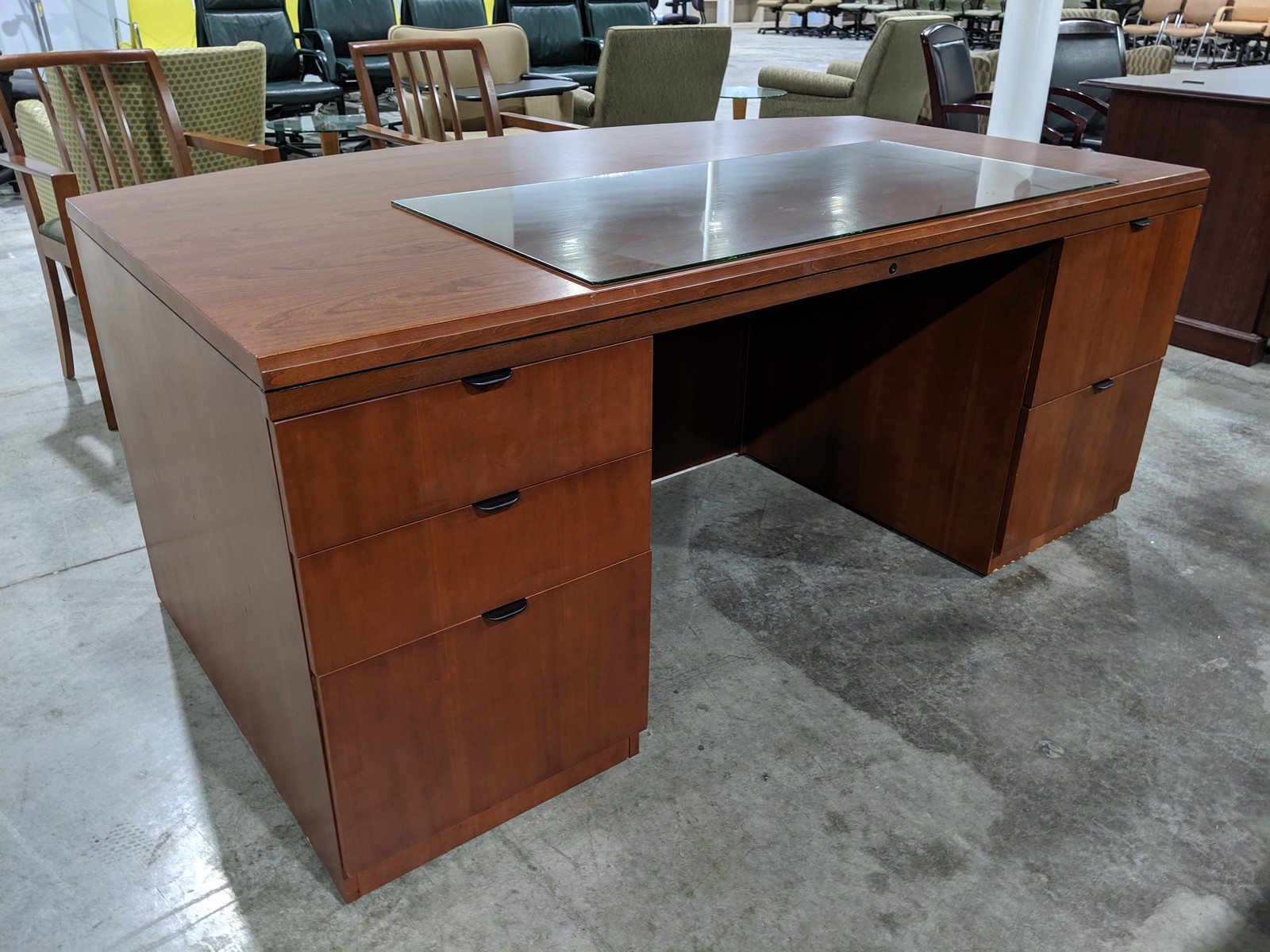 Solid Wood Cherry Bow Front Desk Madison Liquidators