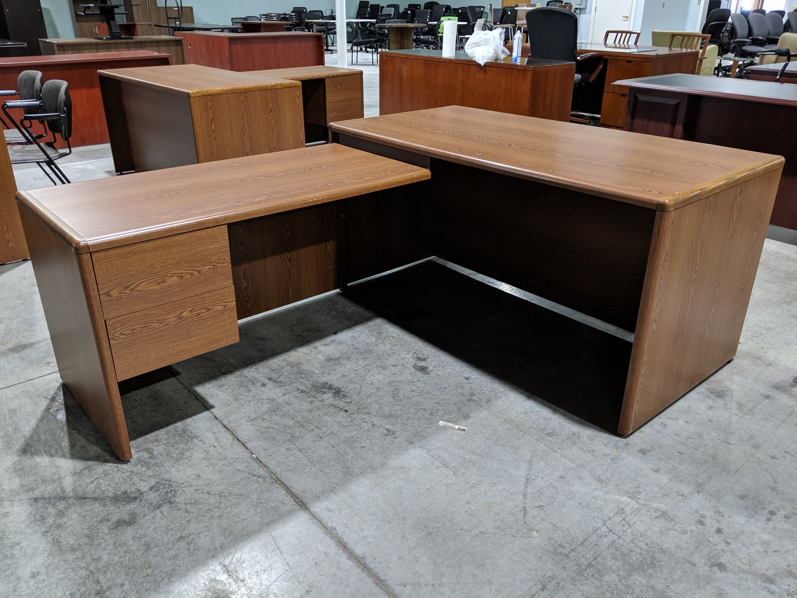 Walnut Laminate LShaped Desk Left Return Madison Liquidators