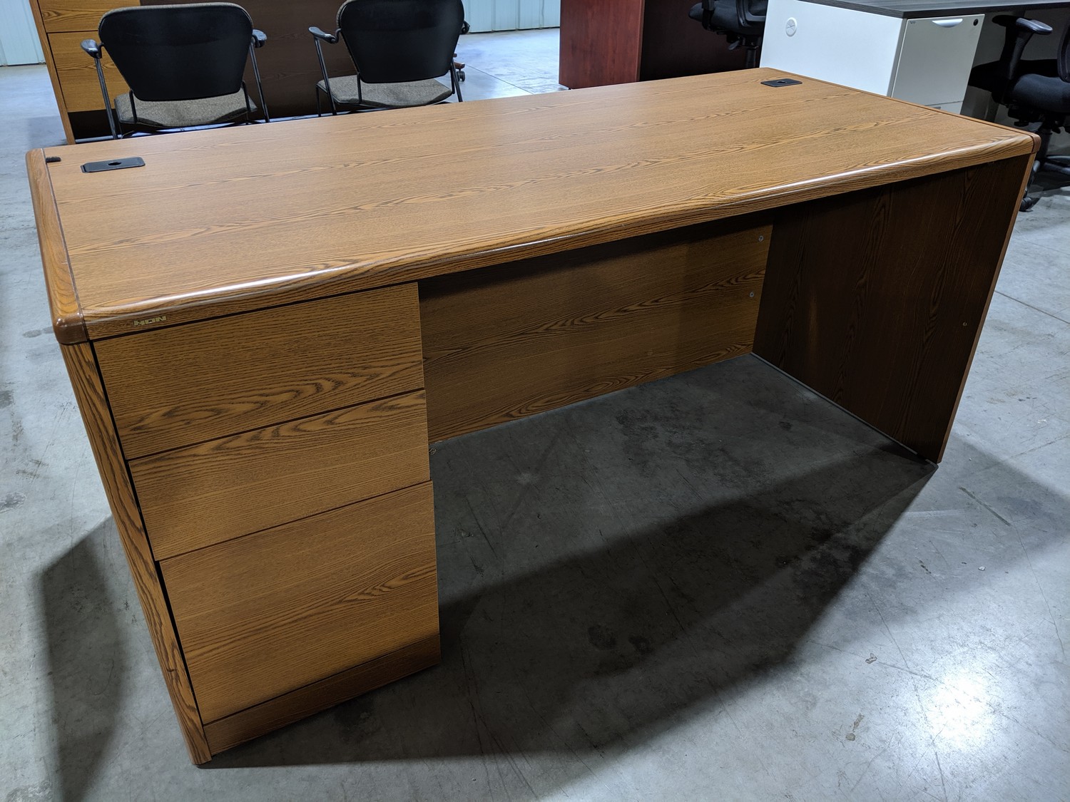 Hon Oak Laminate Desk with Drawers Madison Liquidators