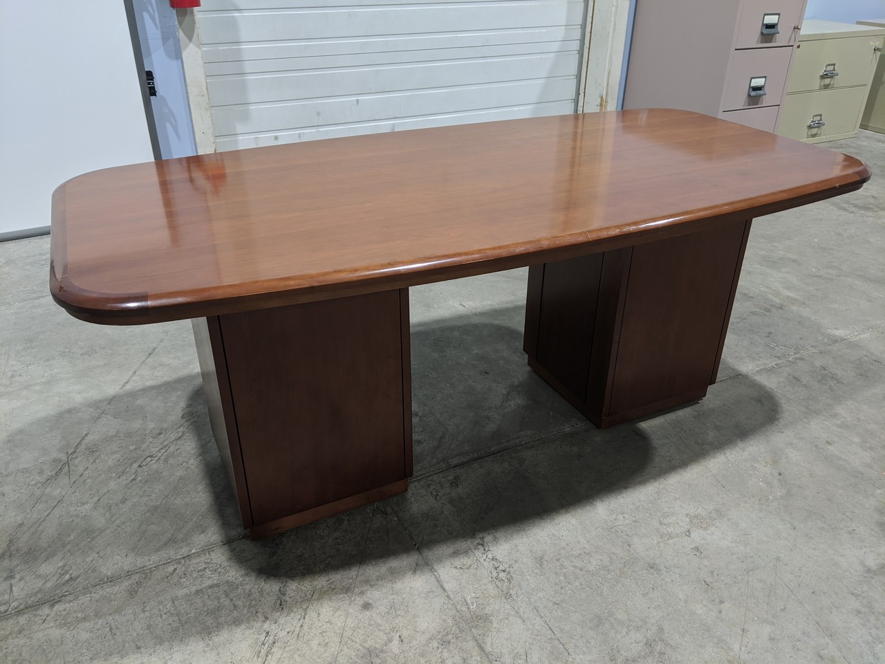 6 FT Solid Wood Cherry Boat Shaped Conference Table