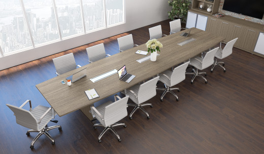 Boat Shaped Conference Table and Chairs Set