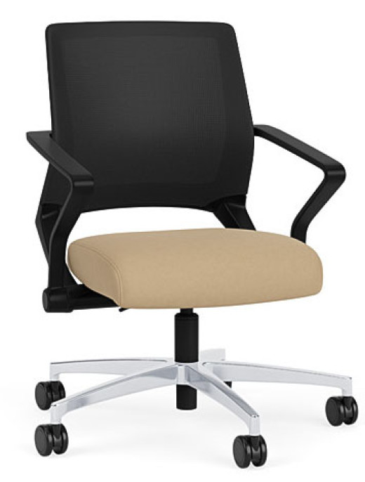 Mesh Back Conference Chair with Leather Seat