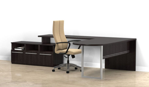 L Shaped Peninsula Desk with Side Storage
