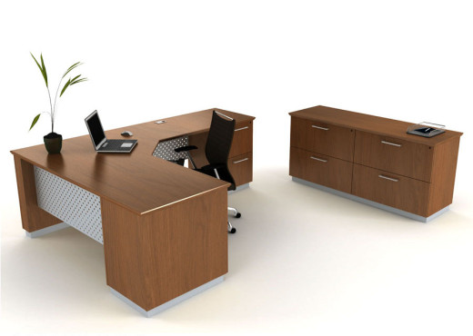 Metallix Series Corner Desk with Drawers and Lateral Storage