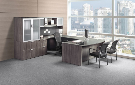 U Shaped Executive Desk with Lateral Filing Storage Cabinet