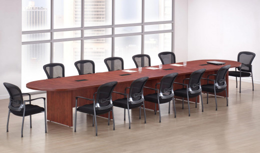 Racetrack Conference Room Table and Stacking Chairs Set