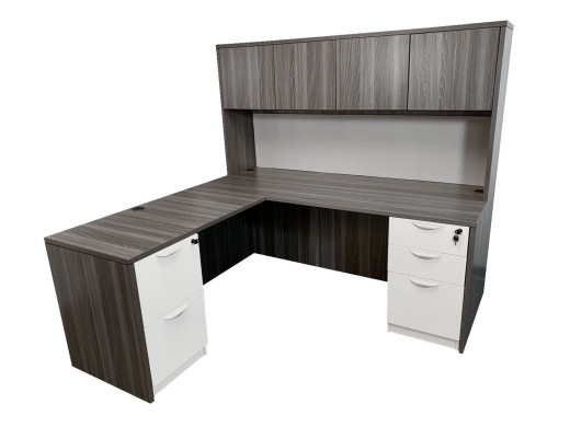 Modern L Shape Desk with Hutch