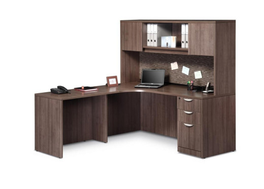 Curved L Shape Desk with Hutch