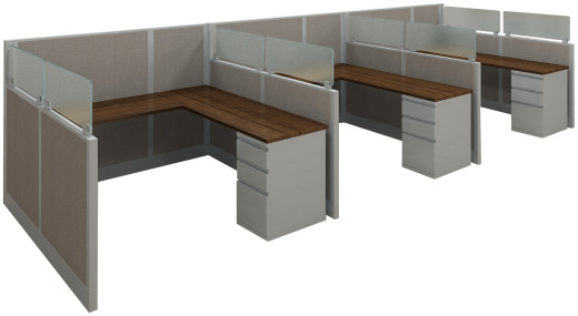 3 Person Office Cubicle Desk System