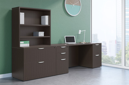 Rectangular Desk with Drawers and Storage