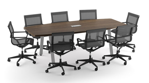 Boat Shaped Conference Table with Metal Legs