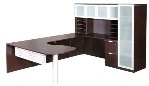 Peninsula Office Desk with Hutch and Tower Storage