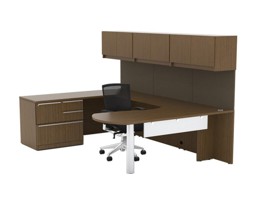 U Shaped Peninsula Desk with Drawers and Storage