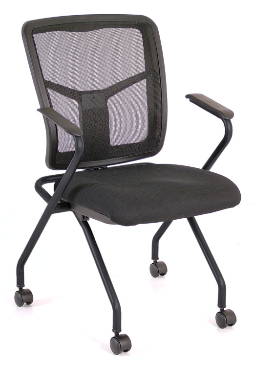 Black Mesh Nesting Chair with Arms