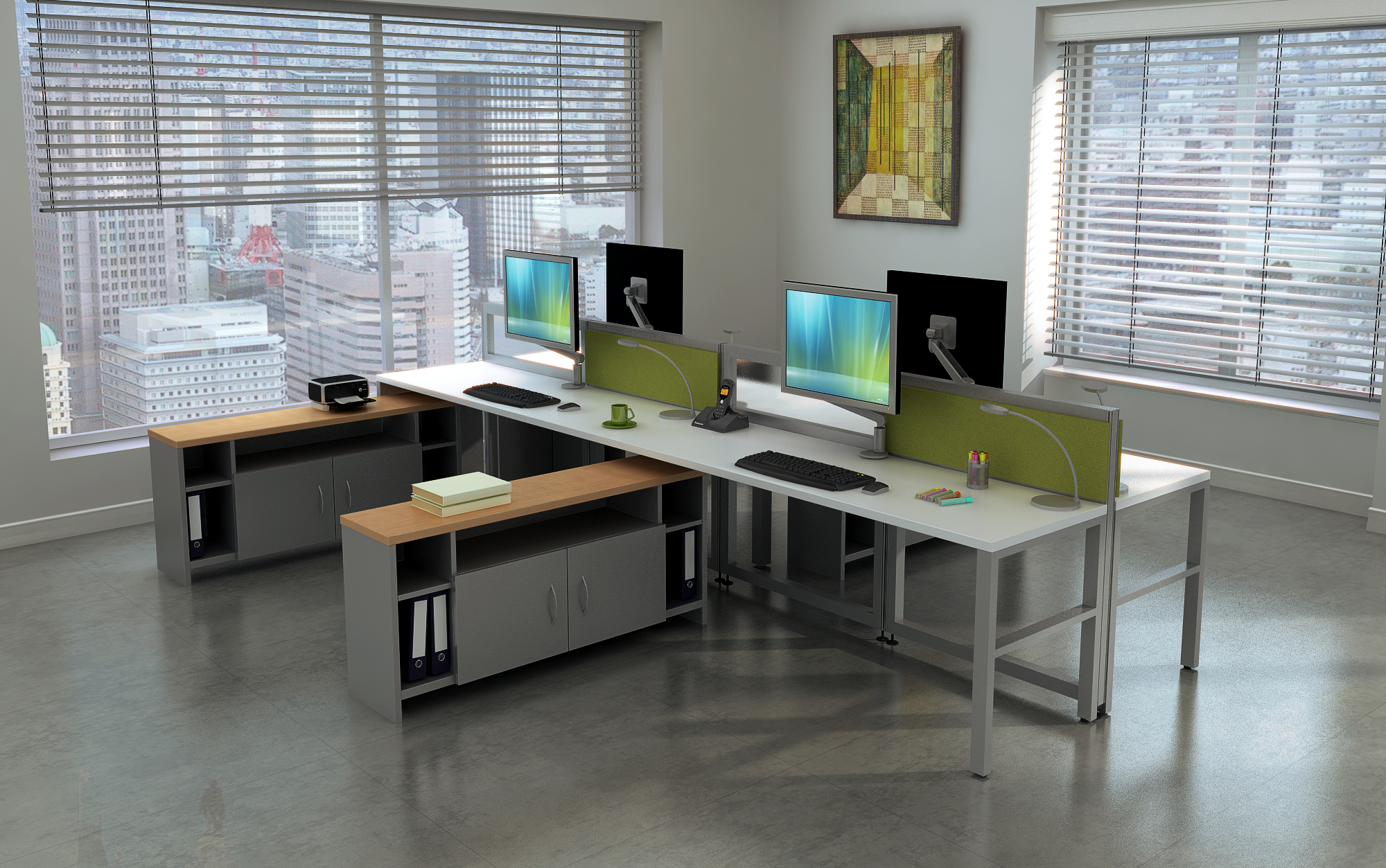 4 Person Modern Workstation Desk Madison Liquidators