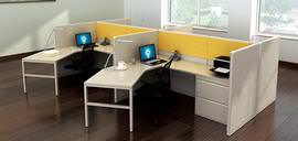 Modern Yellow 4 Person Desk Pod