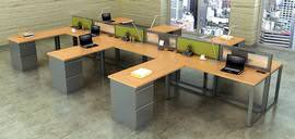 6 Person L Shape Open Office Desk Pod
