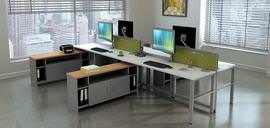 Modern 4 Person Desk Workstation